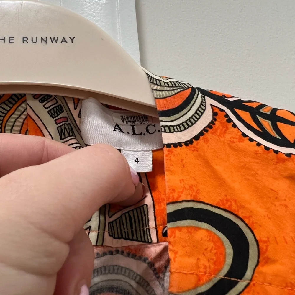 A.L.C. Orange Alexandria Printed Cut Out Midi-Dress Size 4 US $550_5